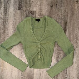 Kendall & Kylie Olive Ribbed Knit Sweater